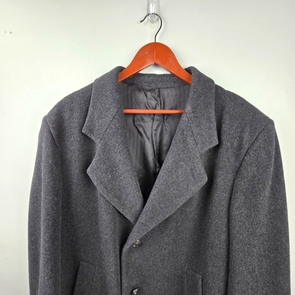 ROUNDTREE & YORKE Wool Long Coat Classic Button-up Gray Mens Size 42 Old Money - Picture 2 of 12
